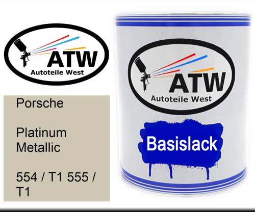 Porsche, Platinum Metallic, 554 / T1 555 / T1: 1L Lackdose, von ATW Autoteile West.